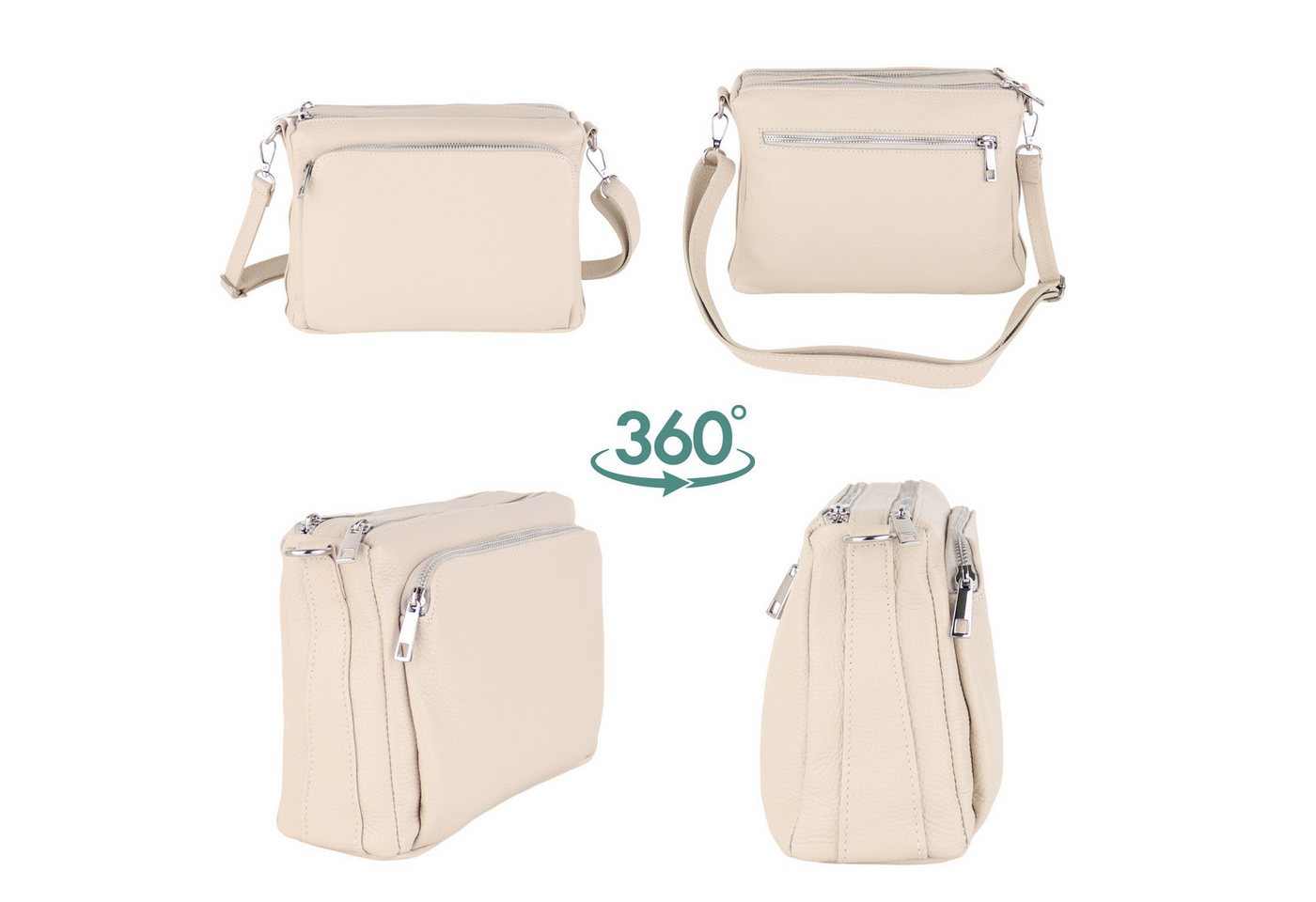 MIRROSI Umhängetasche Damen, Echtleder, Leder, Made in Italy, Mittelgroß, (Schultertasche für jeden Anlass (1 Tasche mit 1 oder 2 Gurte), 27x19x10cm, Drei Haupt – Bild 3 von 4