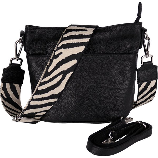 MIRROSI Umhängetasche Damen, Crossbody Bag, Echtleder Made in Italy (1 Tasche 2 Gurte oder Basic Version 1 Tasche 1 Gurt), 24x18x12cm (BXHXT)