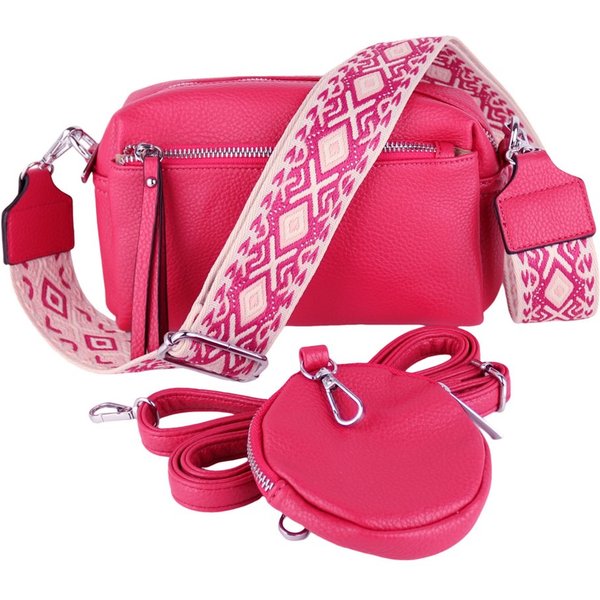 MIRROSI Umhängetasche Damen, Veganleder Crossbody Tasche Bag, Schultertasche (inkl. 1 Münzbeutel und 2 Wechselgurte, 19x14x8cm (BXHXT), gemusterten & verstellba