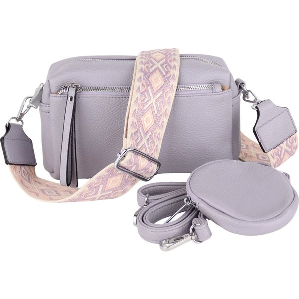 MIRROSI Umhängetasche Damen, Veganleder Crossbody Tasche Bag, Schultertasche (inkl. 1 Münzbeutel und 2 Wechselgurte, 19x14x8cm (BXHXT), gemusterten & verstellba