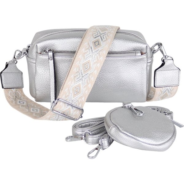 MIRROSI Umhängetasche Damen, Veganleder Crossbody Tasche Bag, Schultertasche (inkl. 1 Münzbeutel und 2 Wechselgurte, 19x14x8cm (BXHXT), gemusterten & verstellba