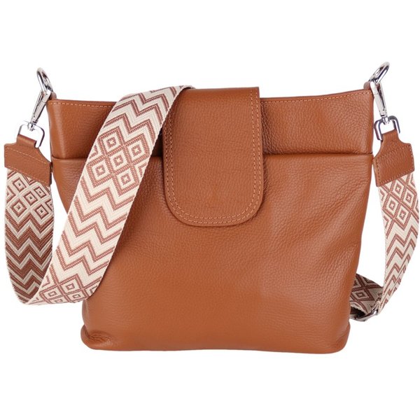 MIRROSI Umhängetasche Damen, Crossbody Bag, Echtleder Made in Italy (1 Tasche mit 1 oder 2 Gurte), verstellbaren Schulterriemen), 30x24,50x9cm (BXHXT) viel Stau