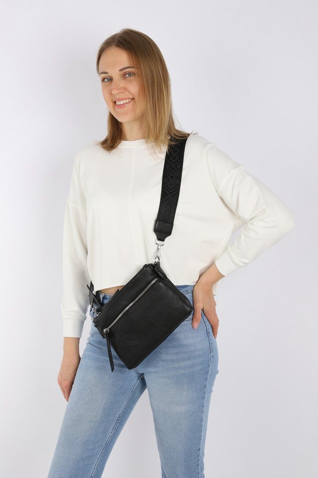 MIRROSI Umhängetasche Damen, Veganleder Crossbody Tasche Bag, Schultertasche (Extra dünnes Design mit einem 5 cm breiten Tragegurt, 24,5x17x3cm (BXHXT), gemuste – Bild 3 von 3