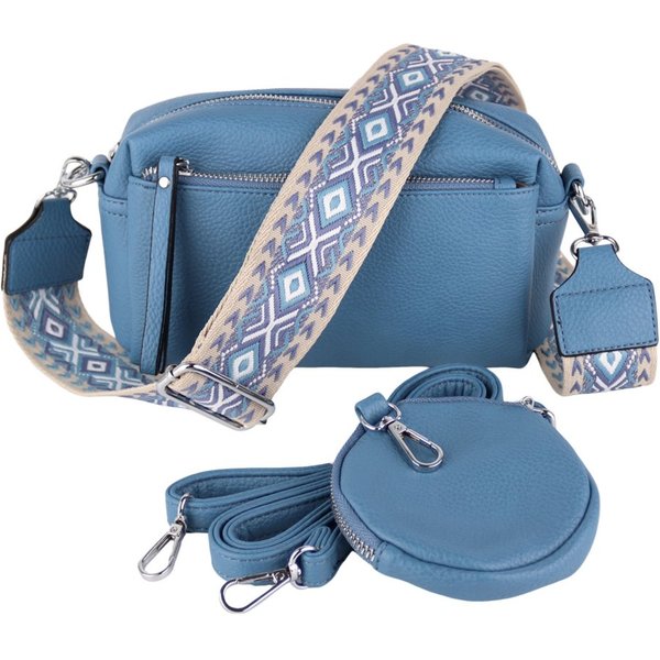 MIRROSI Umhängetasche Damen, Veganleder Crossbody Tasche Bag, Schultertasche (inkl. 1 Münzbeutel und 2 Wechselgurte, 19x14x8cm (BXHXT), gemusterten & verstellba