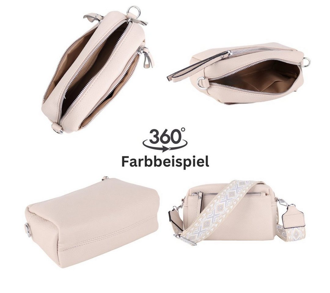 MIRROSI Umhängetasche Damen, Veganleder Crossbody Tasche Bag, Schultertasche (inkl. 1 Münzbeutel und 2 Wechselgurte, 19x14x8cm (BXHXT), gemusterten & verstellba – Bild 3 von 3