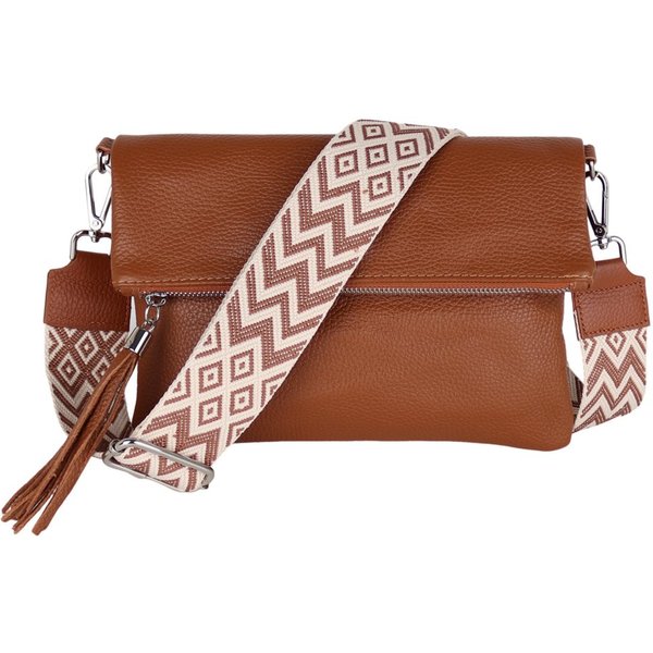 MIRROSI Umhängetasche Damen, Crossbody Bag, Echtleder Made in Italy (1 Tasche 2 Gurte oder Basic Version 1 Tasche 1 Gurt, verstellbaren Schulterriemen), 26x18x2