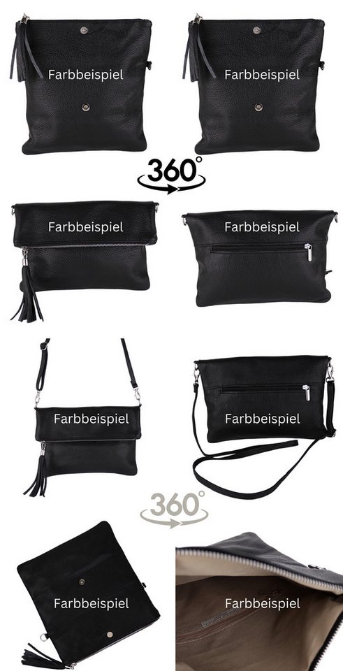 MIRROSI Umhängetasche Damen, Crossbody Bag, Echtleder Made in Italy (1 Tasche 2 Gurte oder Basic Version 1 Tasche 1 Gurt, verstellbaren Schulterriemen), 26x18x2 – Bild 2 von 3