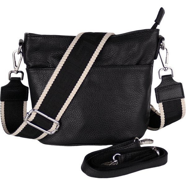 MIRROSI Umhängetasche Damen, Crossbody Bag, Echtleder Made in Italy (1 Tasche 2 Gurte oder Basic Version 1 Tasche 1 Gurt), 24x18x12cm (BXHXT)