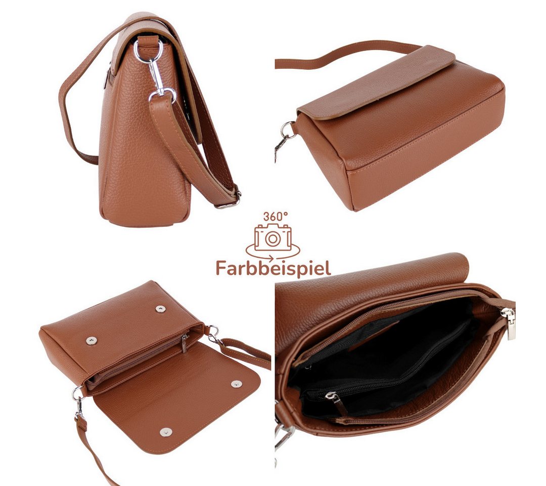 MIRROSI Umhängetasche Damen, Crossbody Bag, Echtleder Made in Italy (1 Tasche 2 Gurte oder Basic Version 1 Tasche 1 Gurt), 27x20x7cm (BXHXT) Mittelgroß – Bild 4 von 4
