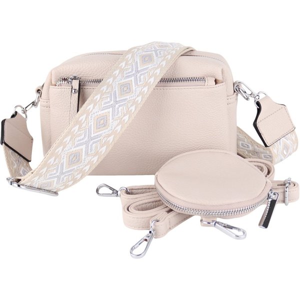 MIRROSI Umhängetasche Damen, Veganleder Crossbody Tasche Bag, Schultertasche (inkl. 1 Münzbeutel und 2 Wechselgurte, 19x14x8cm (BXHXT), gemusterten & verstellba