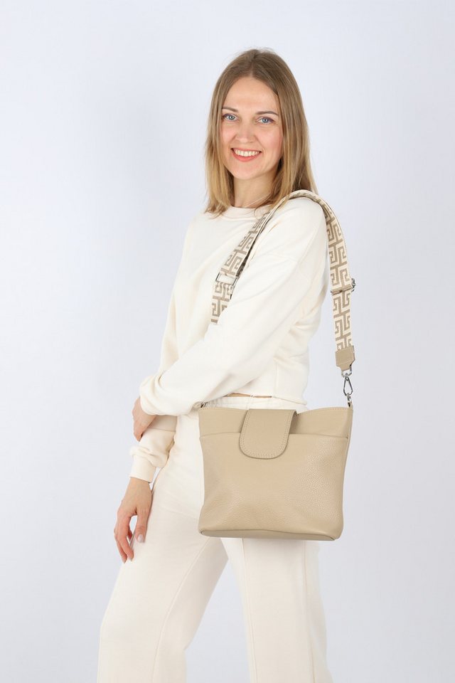 MIRROSI Umhängetasche Damen, Crossbody Bag, Echtleder Made in Italy (1 Tasche mit 1 oder 2 Gurte), verstellbaren Schulterriemen), 30x24,50x9cm (BXHXT) viel Stau – Bild 3 von 5