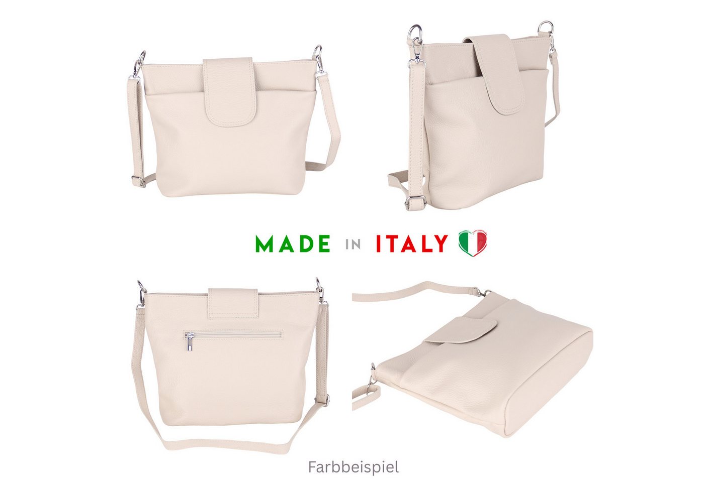MIRROSI Umhängetasche Damen, Crossbody Bag, Echtleder Made in Italy (1 Tasche mit 1 oder 2 Gurte), verstellbaren Schulterriemen), 30x24,50x9cm (BXHXT) viel Stau – Bild 5 von 5