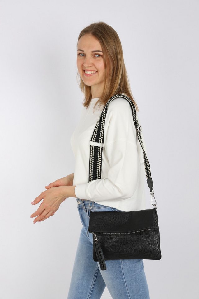 MIRROSI Umhängetasche Damen, Crossbody Bag, Echtleder Made in Italy (1 Tasche 2 Gurte oder Basic Version 1 Tasche 1 Gurt, verstellbaren Schulterriemen), 26x18x2 – Bild 3 von 3