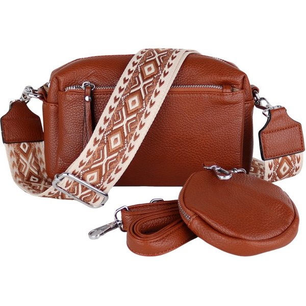 MIRROSI Umhängetasche Damen, Veganleder Crossbody Tasche Bag, Schultertasche (inkl. 1 Münzbeutel und 2 Wechselgurte, 19x14x8cm (BXHXT), gemusterten & verstellba