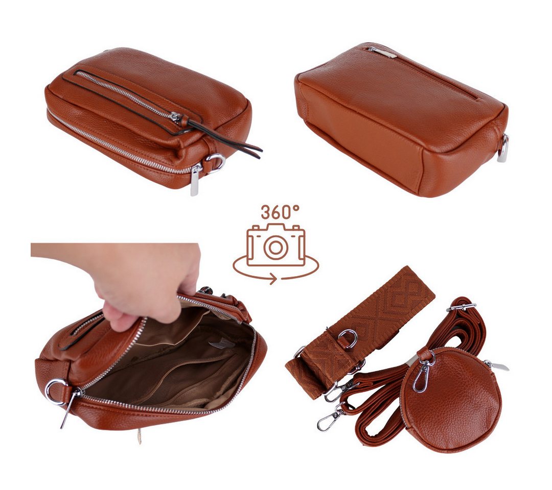 MIRROSI Umhängetasche Damen, Veganleder Crossbody Tasche Bag, Schultertasche (inkl. 1 Münzbeutel und 2 Wechselgurte, 26x16x8cm (BXHXT), gemusterten & verstellba – Bild 2 von 3