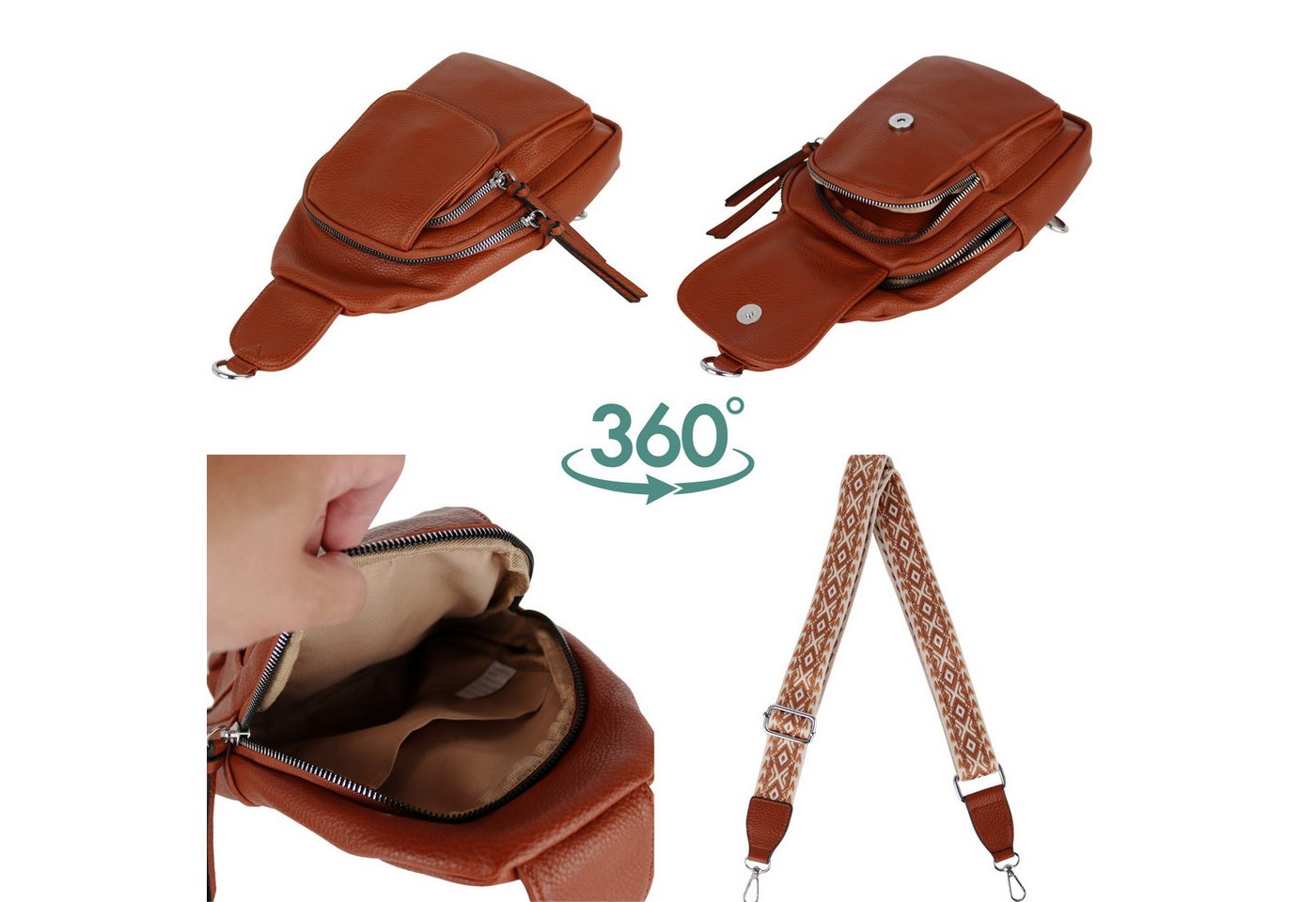 MIRROSI Umhängetasche Sling Bag,Brusttasche, Crossbody 19x28x8cm (für Ausflüge, Reisen, Wanderungen, und Partys, Mittelgroß), auch für die Verwendung als Rucksa – Bild 3 von 3