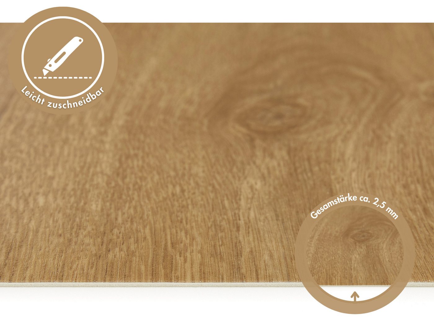misento Vinylboden Astell in Holzoptik, für Feuchtraum- und Privatbereiche, PVC Bodenbelag Meterware 200/400 cm breit, Stärke 2,5 mm – Bild 2 von 4