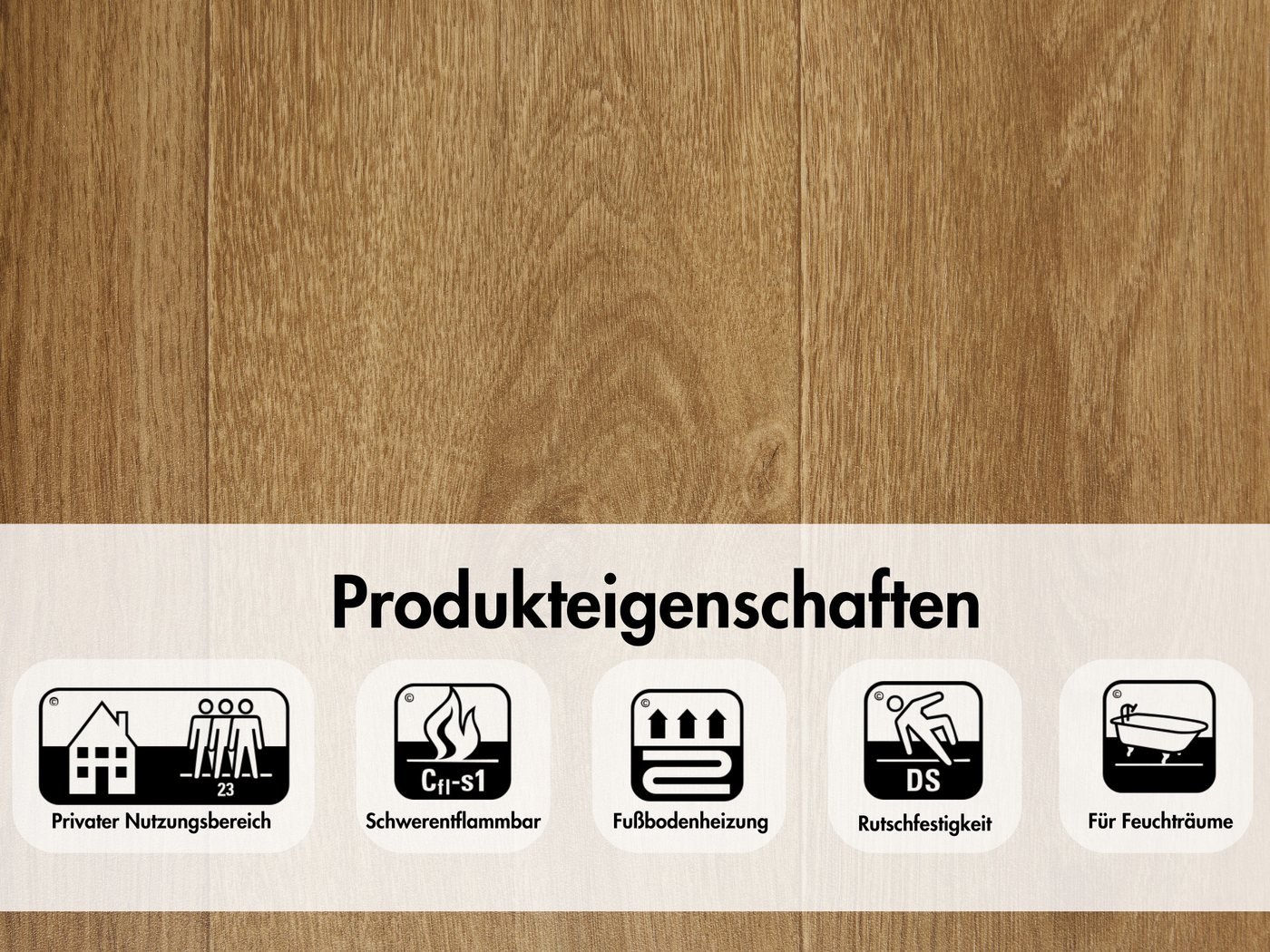 misento Vinylboden Astell in Holzoptik, für Feuchtraum- und Privatbereiche, PVC Bodenbelag Meterware 200/400 cm breit, Stärke 2,5 mm – Bild 4 von 4