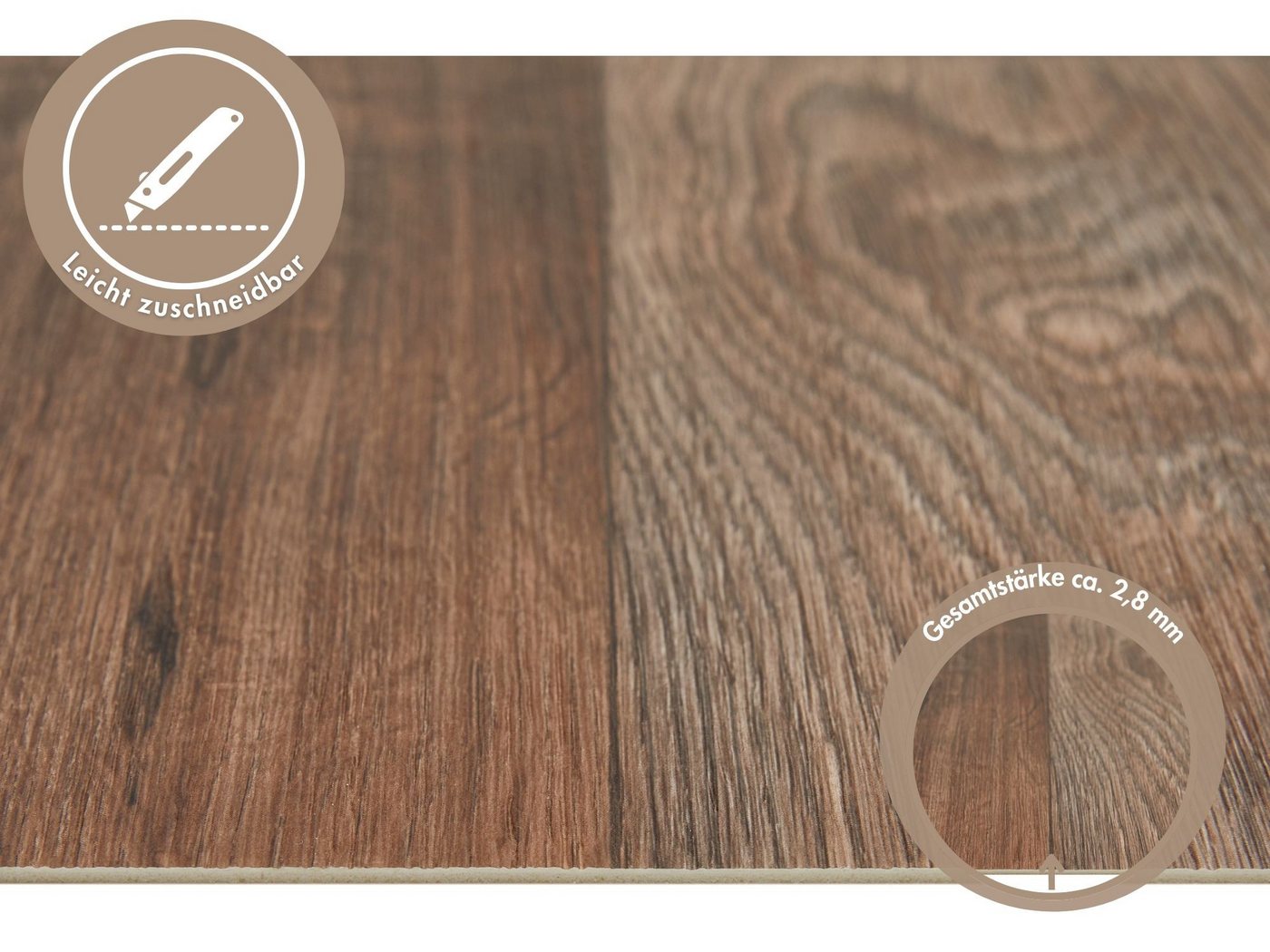 misento Vinylboden Sonic in Holzoptik, für Feuchtraum- und Privatbereiche, PVC Bodenbelag Meterware 200/300/400 cm Breite, 2,8 mm Stärke – Bild 4 von 5