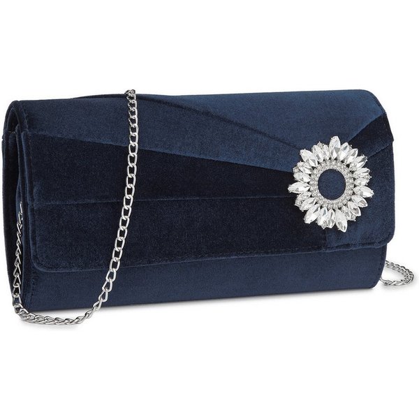 Miss Lulu Clutch Damen, Elegante Abendtasche mit Strass-Verzierung & Kette