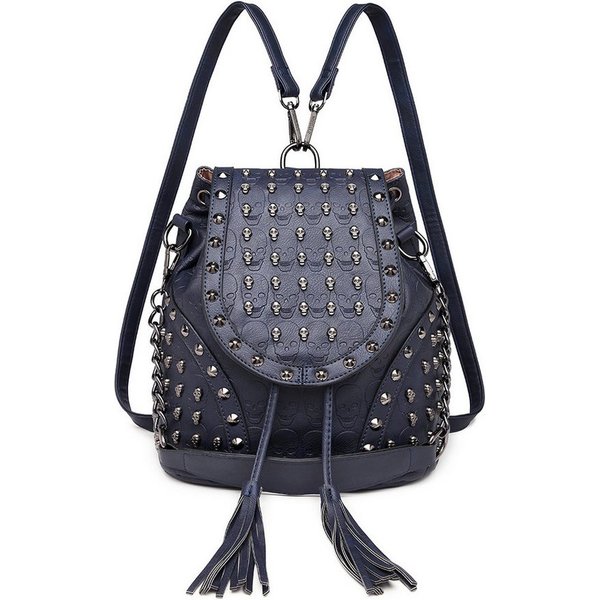 Miss Lulu Rucksack Mode Rucksack, Handtaschen für Frauen mit Ketten-Schultergurt & Nieten