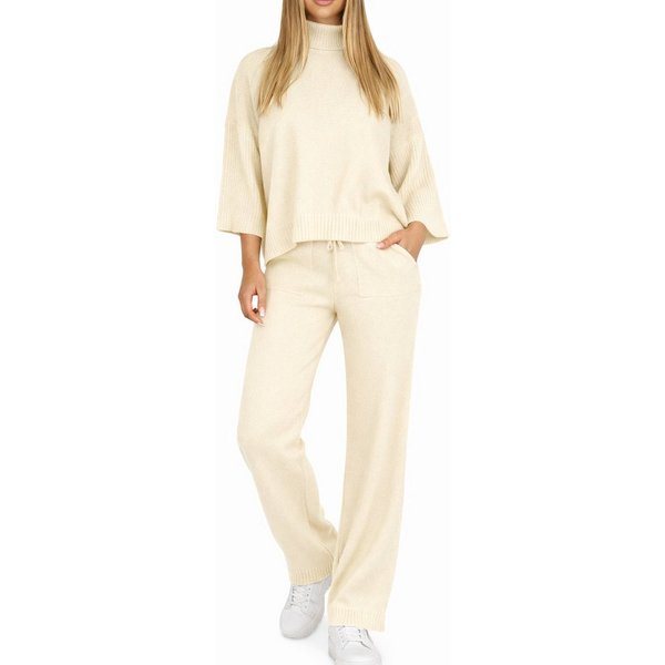 Mississhop Strickhose Damen Strick Zweiteiler – Pullover mit Hose, weicher Stoff M.412