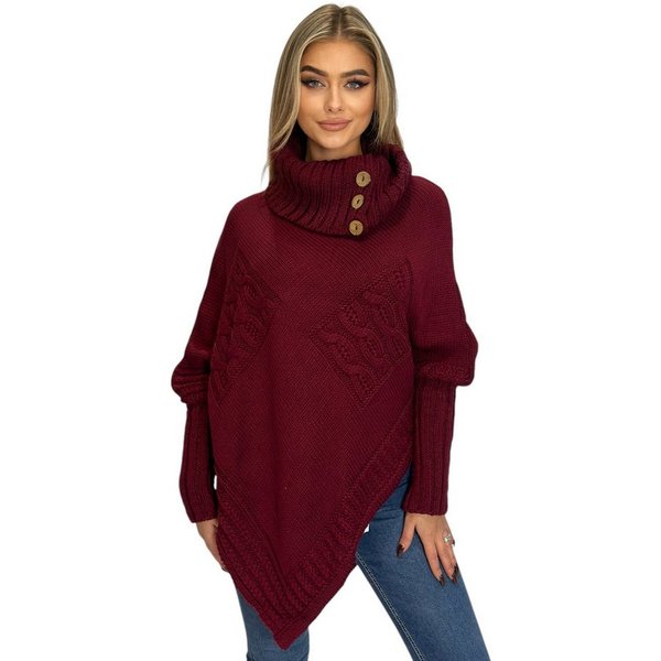 Mississhop Strickponcho Poncho Strick Sweatshirt Pullover Umhang Überwurf