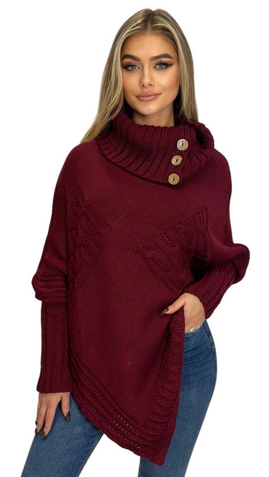 Mississhop Strickponcho Poncho Strick Sweatshirt Pullover Umhang Überwurf – Bild 3 von 5