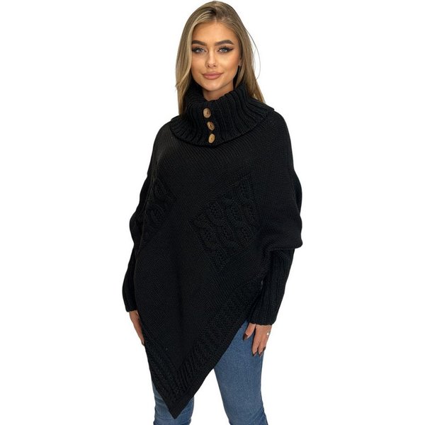 Mississhop Strickponcho Poncho Strick Sweatshirt Pullover Umhang Überwurf