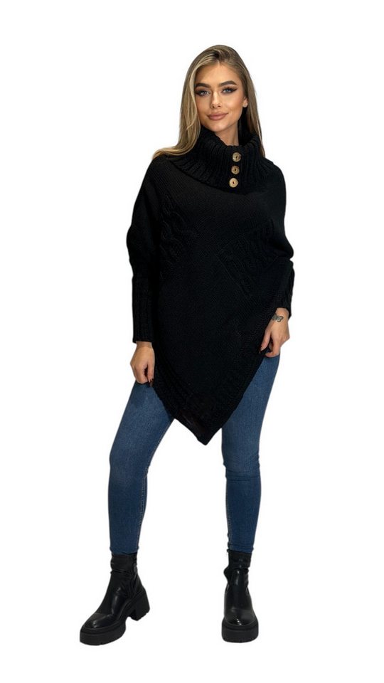 Mississhop Strickponcho Poncho Strick Sweatshirt Pullover Umhang Überwurf – Bild 3 von 5