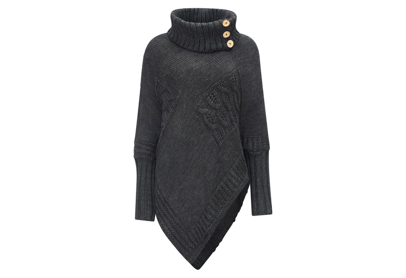 Mississhop Strickponcho Poncho Strick Sweatshirt Pullover Umhang Überwurf – Bild 2 von 5