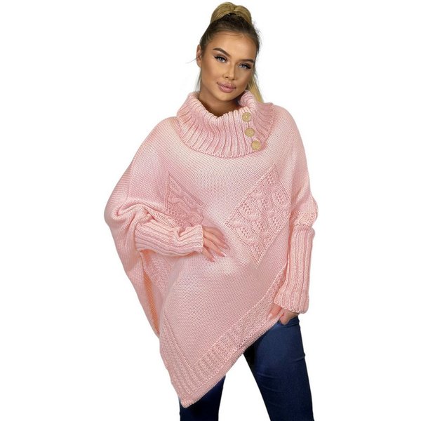 Mississhop Strickponcho Poncho Strick Sweatshirt Pullover Umhang Überwurf