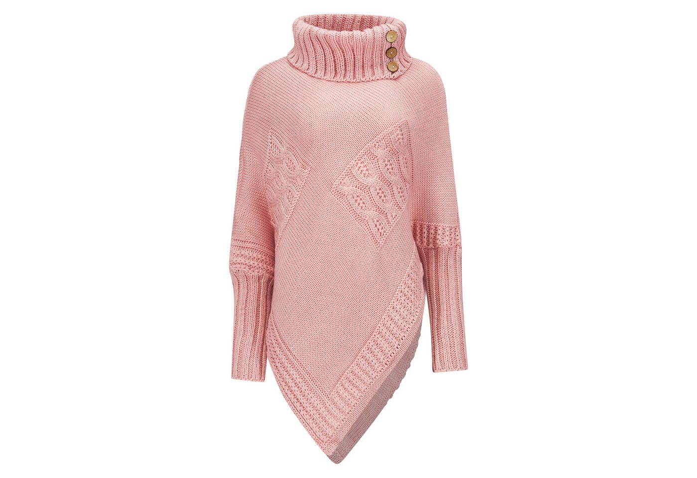 Mississhop Strickponcho Poncho Strick Sweatshirt Pullover Umhang Überwurf – Bild 2 von 5