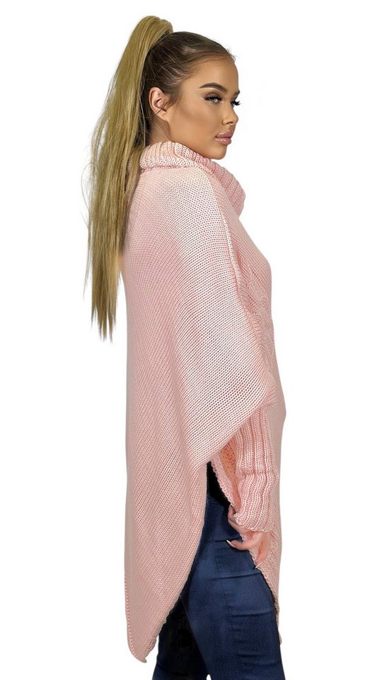 Mississhop Strickponcho Poncho Strick Sweatshirt Pullover Umhang Überwurf – Bild 3 von 5