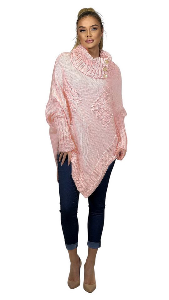 Mississhop Strickponcho Poncho Strick Sweatshirt Pullover Umhang Überwurf – Bild 4 von 5