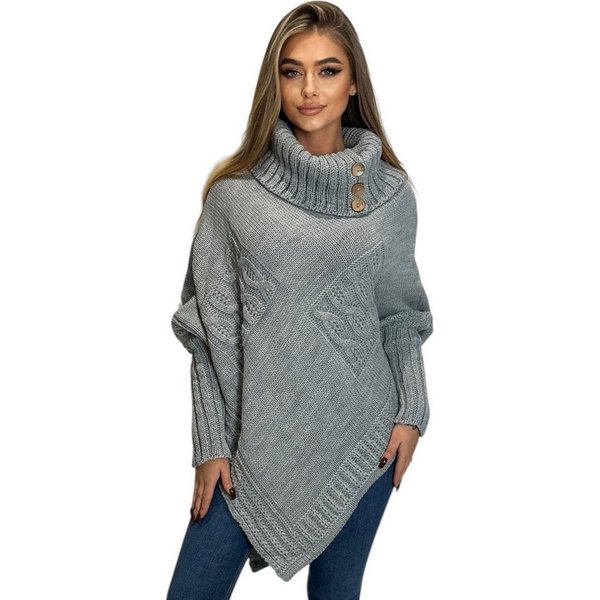 Mississhop Strickponcho Poncho Strick Sweatshirt Pullover Umhang Überwurf