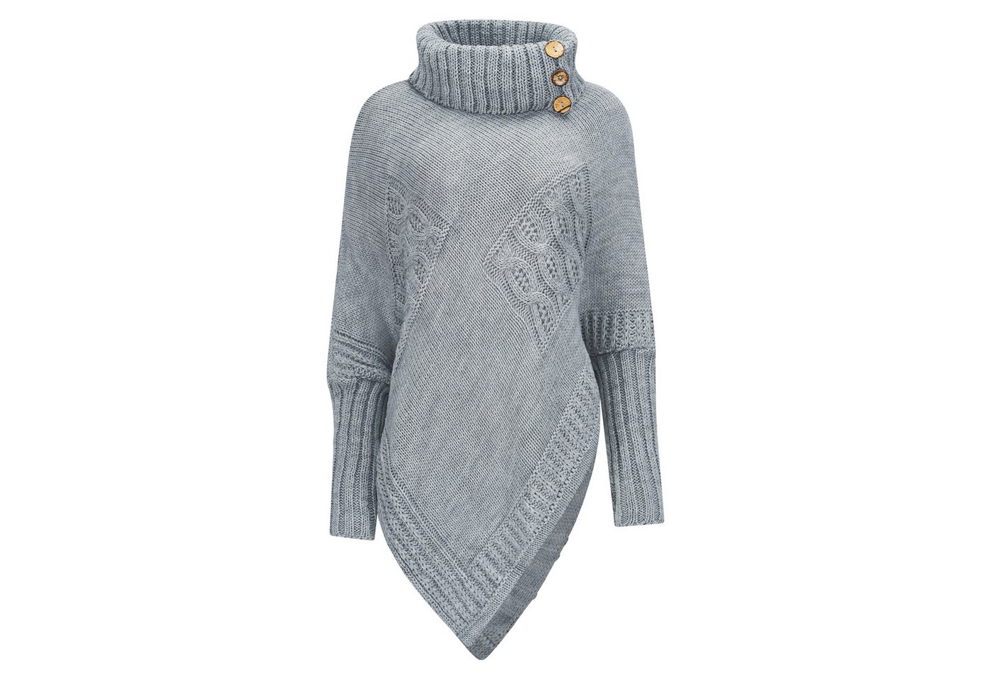 Mississhop Strickponcho Poncho Strick Sweatshirt Pullover Umhang Überwurf – Bild 2 von 5