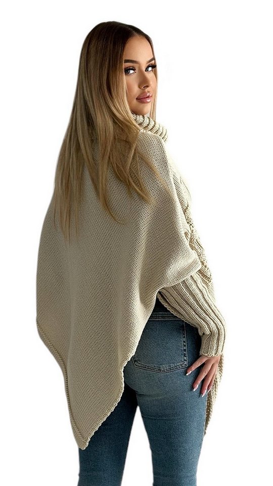 Mississhop Strickponcho Poncho Strick Sweatshirt Pullover Umhang Überwurf – Bild 3 von 5