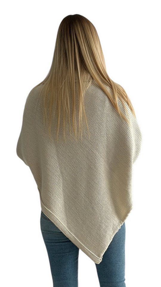 Mississhop Strickponcho Poncho Strick Sweatshirt Pullover Umhang Überwurf – Bild 4 von 5