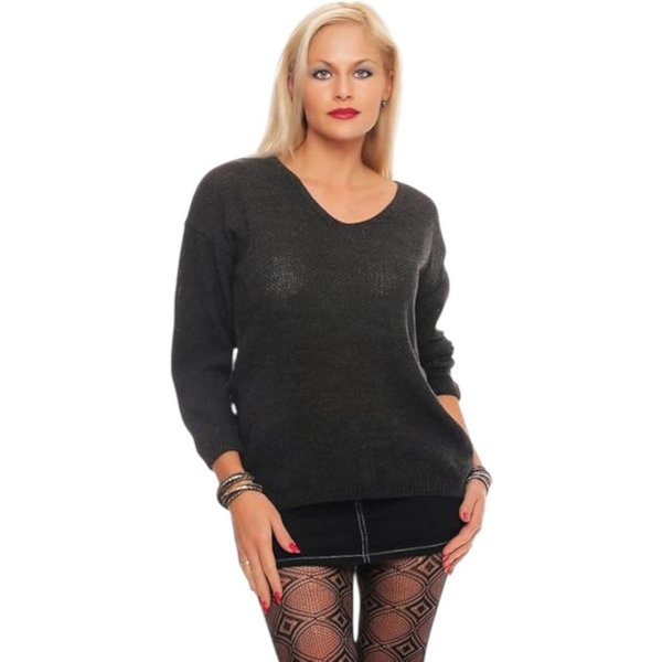 Mississhop V-Ausschnitt-Pullover Damen Strick Pullover Sweatshirt Pulli 3011