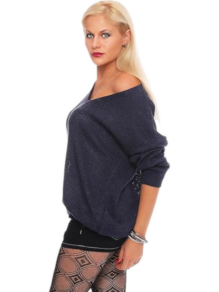 Mississhop V-Ausschnitt-Pullover Damen Strick Pullover Sweatshirt Pulli 3011 – Bild 2 von 3