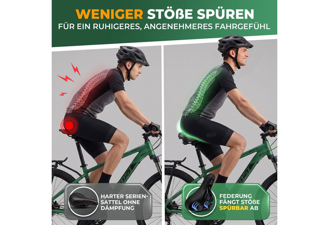 MIVELO Fahrradsattel extra bequem, breit & gefedert für Damen und Herren, – mit 3D-Komfort-Schaum und Doppelfederung – Bild 5 von 5
