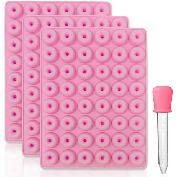 mixed24 Donutform 3x Silikon Mini Donut Backform inkl. Pipette, (6-tlg), Donutform geeignet für Hundeleckerlis, Hundekekse, Süßigkeiten