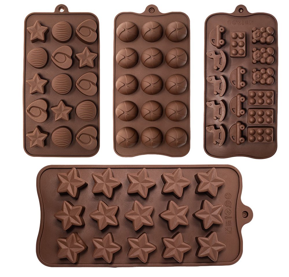 mixed24 Pralinenform 10er Set Silikon Backformen, (10er Set 10-tlg), Eiswürfelformen Schokoladenformen Gummibärchen Pralinenformen – Bild 2 von 2