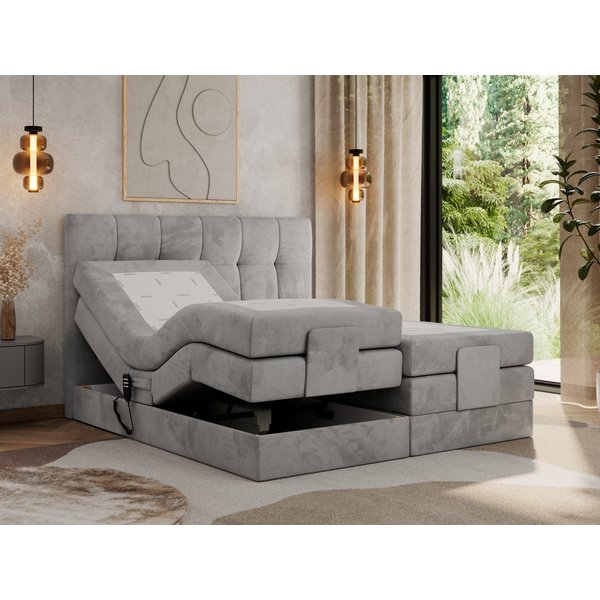 MKS MEBLE Boxspringbett VITTORIA (Set, Packung, Elektrisches Bett, Kopfteil, Topper T25/Visco, 7 Härtezonen), Boxspringbett, Elektrisch verstellbare, Multipocke