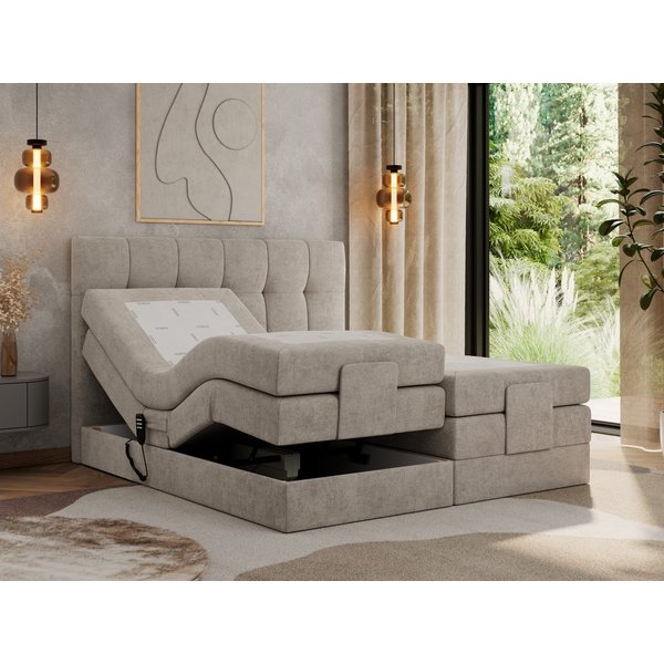 MKS MEBLE Boxspringbett VITTORIA (Set, Packung, Elektrisches Bett, Kopfteil, Topper T25/Visco, 7 Härtezonen), Boxspringbett, Elektrisch verstellbare, Multipocke