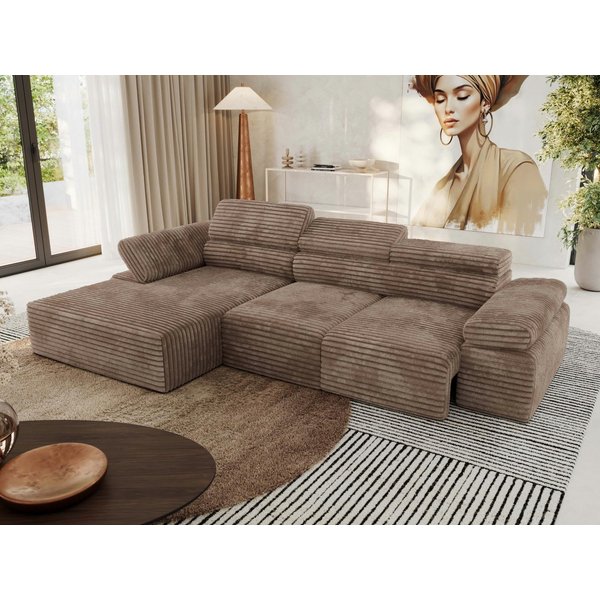 MKS MEBLE Ecksofa RILASSO L, Set, moderne Ecksofa, Wellenfedern, Polyurethanschaum, Ecksofa elektrisch, L-Form, Sitztiefenverstellung, Relaxfunktion