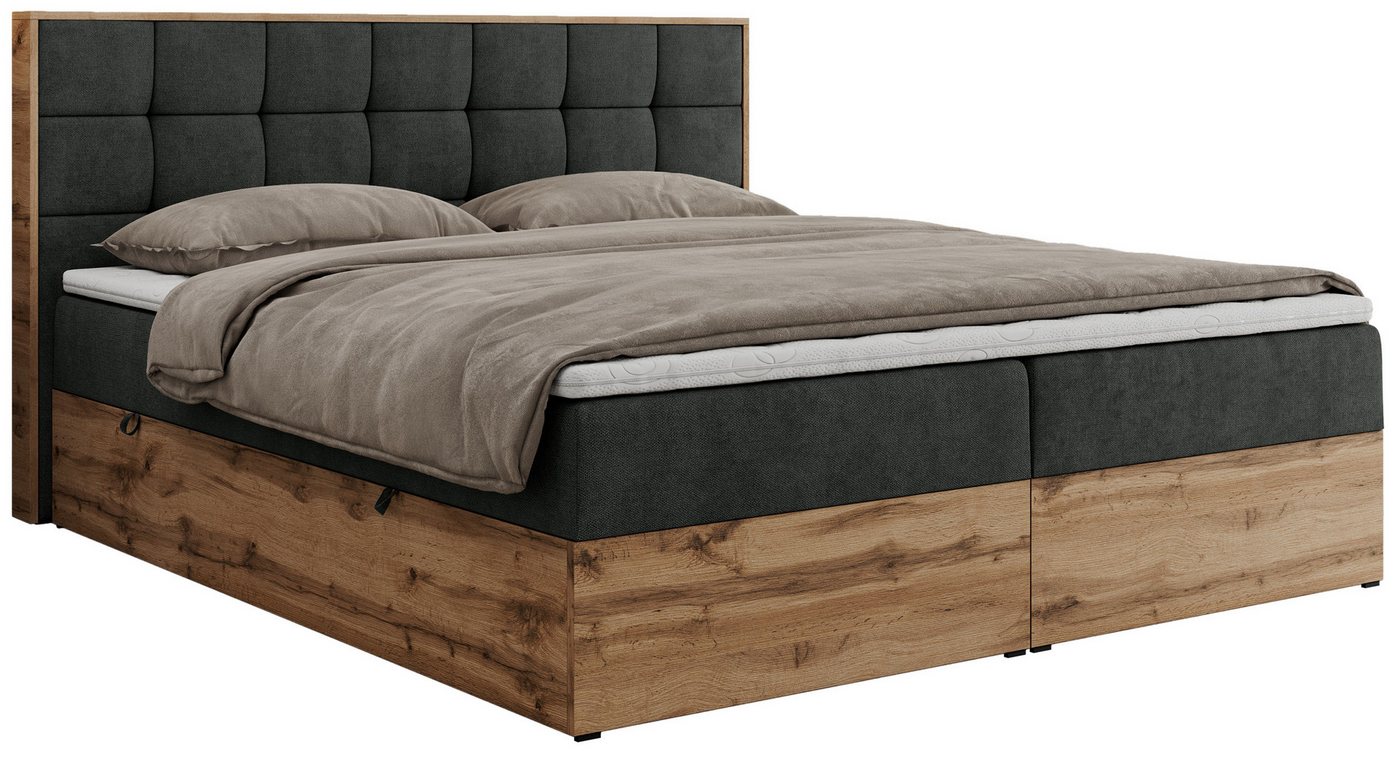 MKS MÖBEL Boxbett ALBERO 1 (Boxspringbett - Set, Packung, Topper T25/Visco, Stauraum, Matratzen, Bettkästen, T30-Schaum), Doppelbett, Multipocket-Matratzen, Möb – Bild 2 von 5