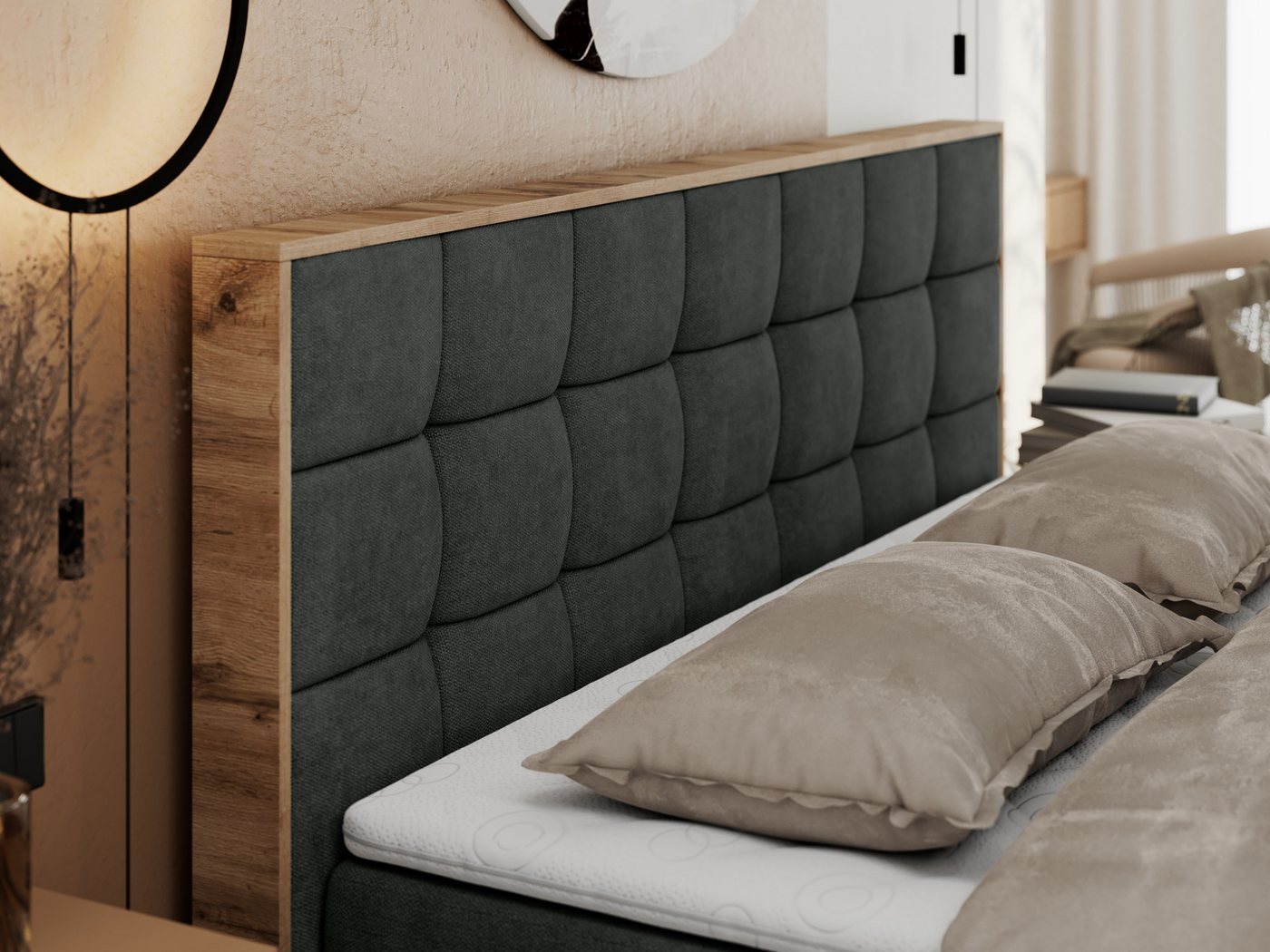 MKS MÖBEL Boxbett ALBERO 1 (Boxspringbett - Set, Packung, Topper T25/Visco, Stauraum, Matratzen, Bettkästen, T30-Schaum), Doppelbett, Multipocket-Matratzen, Möb – Bild 5 von 5