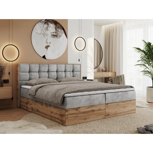 MKS MÖBEL Boxbett ALBERO 1 (Boxspringbett - Set, Packung, Topper T25/Visco, Stauraum, Matratzen, Bettkästen, T30-Schaum), Doppelbett, Multipocket-Matratzen, Möb